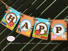 Load image into Gallery viewer, Fall Farm Animals Happy Birthday Banner Party Orange Pumpkin Boy Red Barn Truck 1st 2nd 3rd 4th 5th 6th Boogie Bear Invitations Hewitt Theme