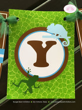 Load image into Gallery viewer, Reptile Happy Birthday Party Banner Rain Forest Snake Gecko Boy Blue Amazon Jungle Rain Forest Green Boogie Bear Invitations Francois Theme