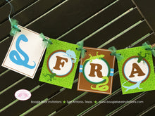 Load image into Gallery viewer, Reptile Birthday Party Name Banner Rain Forest Snake Gecko Blue Amazon Tropical Rain Forest Wild Zoo Boogie Bear Invitations Francois Theme