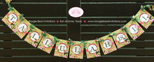 Load image into Gallery viewer, Tropical Paradise Birthday Banner Small Birthday Party Flamingo Toucan Pink Gold Green 1st 2nd 11th Boogie Bear Invitations Tallulah Theme
