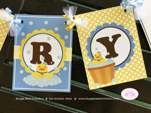 Load image into Gallery viewer, Yellow Rubber Duck Baby Shower Banner Party Blue Little Duckie Ducky Boy Bubbles Swim Swimming Girl 1st Boogie Bear Invitations Terry Theme