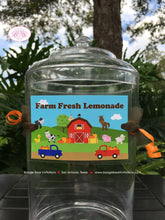 Load image into Gallery viewer, Fall Farm Animals Party Beverage Card Wrap Drink Label Sign Pumpkin Red Barn Truck Petting Zoo Autumn Boogie Bear Invitations Hewitt Theme