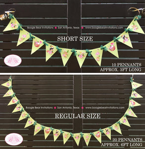 Tropical Paradise Party Banner Pennant Birthday Garland Small Flamingo Toucan Pineapple Pink Green Boogie Bear Invitations Tallulah Theme