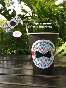 Little Man Birthday Party Beverage Cups Paper Drink Boy Mustache Bash Bow Neck Tie Red Blue Black Boogie Bear Invitations Salvador Theme