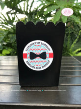 Load image into Gallery viewer, Little Man Party Popcorn Boxes Mini Food Buffet Candy Birthday Boy Mustache Tie Red Blue Black 1st Boogie Bear Invitations Salvador Theme
