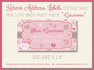 Love Birds Pink Heart Party Invitation Valentine's Day Dream Grey White Boogie Bear Invitations Casanova Theme Paperless Printable Printed