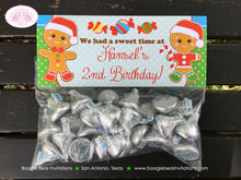 Load image into Gallery viewer, Gingerbread Birthday Party Treat Bag Toppers Folded Favor Boy Lollipop Snowflake Christmas Sweet Red Boogie Bear Invitations Hansel Theme