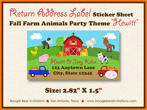 Fall Farm Animals Birthday Party Invitation Barn Country Petting Zoo Autumn Boogie Bear Invitations Hewitt Theme Paperless Printable Printed