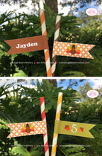 Load image into Gallery viewer, Little Turkey Party Pennant Straws Birthday Paper Beverage Drink Fall Girl Boy Country Harvest Autumn Boogie Bear Invitations Jayden Theme