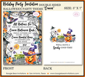 Halloween Witch Party Invitation Pumpkin Cocktail Spiderweb Orange Black Boogie Bear Invitations Craven Theme Paperless Printable Printed