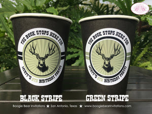 Deer Hunting Party Beverage Cups Paper Drink Birthday Buck Elk Boy Girl Hunt Bust Head Antlers Wild Game Boogie Bear Invitations Wyatt Theme