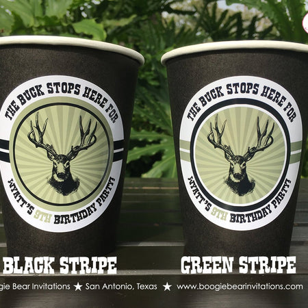 Deer Hunting Party Beverage Cups Paper Drink Birthday Buck Elk Boy Girl Hunt Bust Head Antlers Wild Game Boogie Bear Invitations Wyatt Theme