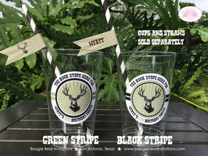 Deer Hunting Birthday Party Beverage Cups Plastic Drink Buck Elk Hunting Boy Bust Antlers Green Black Boogie Bear Invitations Wyatt Theme