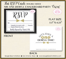 Load image into Gallery viewer, Mr. Wonderful Party RSVP Card Birthday Bow Tie Little Man Boy Black Gold ONE Onederful 1st Boogie Bear Invitations Owen Theme Printed