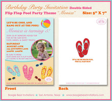 Load image into Gallery viewer, Flip Flop Pool Birthday Party Invitation Photo Girl Swim Swimming Beach Boogie Bear Invitations Monica Theme Paperless Printable Printed