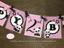 Load image into Gallery viewer, Pink Panda Bear Happy Birthday Banner Party White Black Polka Dot Girl Butterfly Tropical Wild Jungle Boogie Bear Invitations Robina Theme