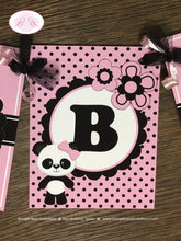 Load image into Gallery viewer, Pink Panda Bear Birthday Party Banner Name Black White Black Polka Dot Wild Zoo Flower Garden Girl Boogie Bear Invitations Robina Theme