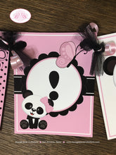 Load image into Gallery viewer, Pink Panda Bear I am 1 Highchair Party Banner Birthday Small Black White Polka Dot Girl Wild Zoo Jungle Boogie Bear Invitations Robina Theme