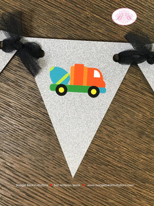 Construction Vehicles Birthday Party Banner Pennant Garland Small Yellow Black Caution Zone Sign Crane Boogie Bear Invitations Russell Theme