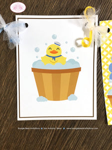Yellow Rubber Duck Baby Shower Banner Welcome Blue Little Duckie Ducky Boy Bubble Swim Swimming Pool Tub Boogie Bear Invitations Terry Theme