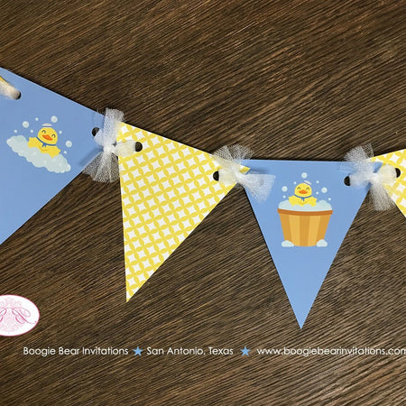 Yellow Rubber Duck Baby Shower Party Banner Pennant Garland Small Blue Little Duckie Ducky Boy Swim 1st Boogie Bear Invitations Terry Theme