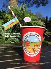 Load image into Gallery viewer, Red Farm Birthday Party Pennant Straws Paper Beverage Drink Pumpkin Barn Girl Boy Harvest Tractor Kids Boogie Bear Invitations Donovan Theme