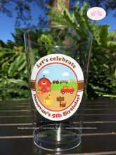 Load image into Gallery viewer, Red Farm Birthday Party Beverage Cups Plastic Drink Boy Girl Pumpkin Barn Fall Autumn Country Truck Boogie Bear Invitations Donovan Theme