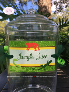 Rain Forest Party Beverage Card Wrap Drink Label Sign Birthday Girl Boy Amazon Jungle Reptile Wild Zoo Boogie Bear Invitations Mowgli Theme