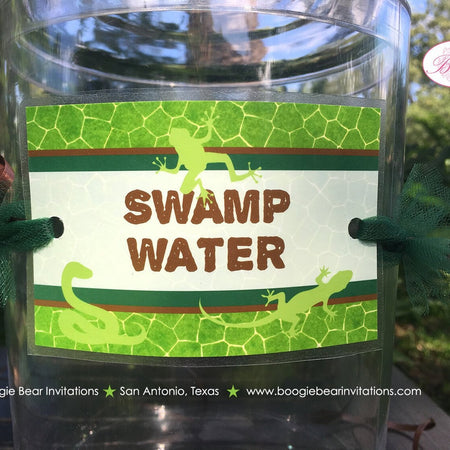 Reptile Party Beverage Card Wrap Drink Label Birthday Snake Frog Lizard Amazon Jungle Rain Forest Zoo Boogie Bear Invitations Frank Theme