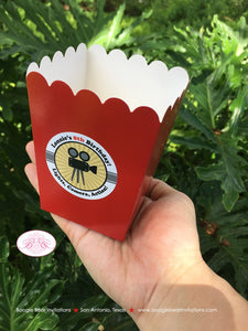 Movie Theater Party Popcorn Boxes Mini Food Birthday Red Gold Black Motion Picture Actor Director Chair Boogie Bear Invitations Lonnie Theme