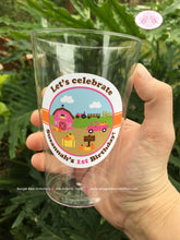 Load image into Gallery viewer, Pink Farm Birthday Party Beverage Cups Plastic Drink Girl Pumpkin Barn Fall Autumn Country Tractor Boogie Bear Invitations Susannah Theme