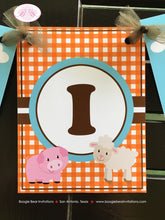 Load image into Gallery viewer, Fall Farm Animals Happy Birthday Banner Party Orange Pumpkin Boy Red Barn Truck 1st 2nd 3rd 4th 5th 6th Boogie Bear Invitations Hewitt Theme