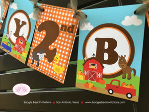 Fall Farm Animals Happy Birthday Banner Party Orange Pumpkin Boy Red Barn Truck 1st 2nd 3rd 4th 5th 6th Boogie Bear Invitations Hewitt Theme