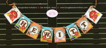 Load image into Gallery viewer, Fall Farm Animals Birthday Party Banner Name Pumpkin Boy Barn Truck Red Blue Orange Autumn Petting Zoo Boogie Bear Invitations Hewitt Theme