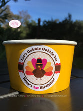 Load image into Gallery viewer, Little Pink Turkey Birthday Party Treat Cups Candy Buffet Appetizer Food Girl Thanksgiving Fall Autumn Boogie Bear Invitations Riley Theme