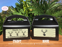Load image into Gallery viewer, Deer Hunting Birthday Party Treat Boxes Favor Gift Hunting Boy Girl Green Antlers Bust Trophy Camping Boogie Bear Invitations Wyatt Theme