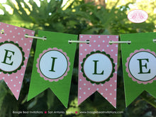 Load image into Gallery viewer, Lucky Charm Party Pennant Cake Banner Topper Pink Green Girl Polka Dot Green St. Patrick&#39;s Day Shamrock Boogie Bear Invitations Eileen Theme