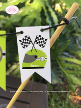 Load image into Gallery viewer, ATV Birthday Party Pennant Cake Banner Topper Flag Lime Green Black All Terrain Vehicle Quad 4 Wheeler Boogie Bear Invitations Ryan Theme