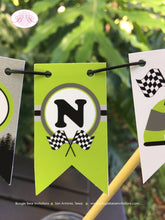 Load image into Gallery viewer, ATV Birthday Party Pennant Cake Banner Topper Flag Lime Green Black All Terrain Vehicle Quad 4 Wheeler Boogie Bear Invitations Ryan Theme