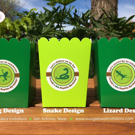 Reptile Party Popcorn Boxes Mini Food Birthday Girl Boy Frog Snake Amazon Jungle Wild Zoo Rain Forest Boogie Bear Invitations Frank Theme