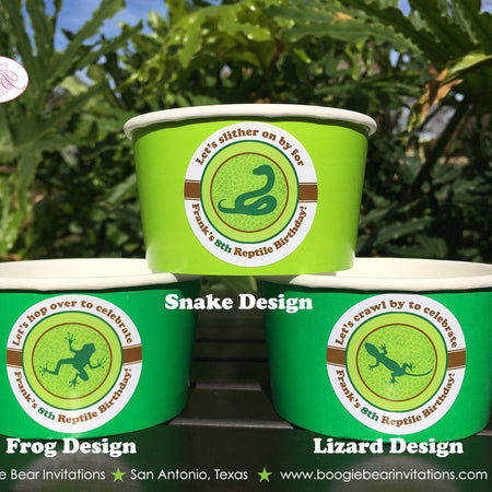 Reptile Birthday Party Treat Cups Candy Buffet Appetizer Food Girl Boy Frog Snake Lizard Rain Forest Bug Boogie Bear Invitations Frank Theme
