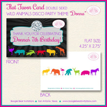 Load image into Gallery viewer, Disco Wild Animals Birthday Party Favor Card Appetizer Food Tent Place Tag Dance Zoo Flamingo Boogie Bear Invitations Donna Theme Printed