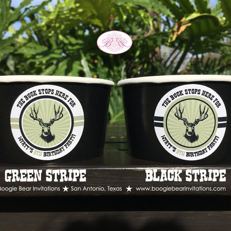 Deer Hunting Party Treat Cups Candy Buffet Appetizer Food Birthday Buck Boy Girl Antlers Bust Hunt Black Boogie Bear Invitations Wyatt Theme