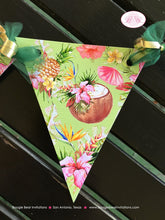 Load image into Gallery viewer, Tropical Paradise Pennant I am 1 Banner Birthday Party Highchair Flamingo Toucan Pink Gold Green 1st Boogie Bear Invitations Tallulah Theme