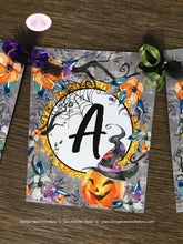 Load image into Gallery viewer, Halloween Hat Witch Party Name Banner Haunted House Pumpkin Hat Cocktail Spiderweb Orange Black Forest Boogie Bear Invitations Craven Theme