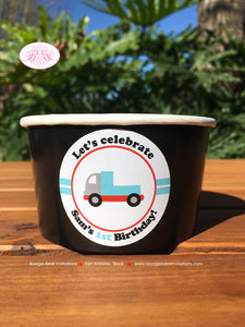 Cars Trucks Birthday Party Treat Cups Candy Buffet Appetizer Food Girl Boy Red Blue Black Boogie Bear Invitations Sam Theme