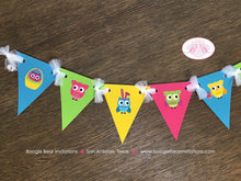 Load image into Gallery viewer, Spring Easter Owls Party Banner Pennant Birthday Garland Pink Boy Girl Egg Hunt 1st 2nd 3rd 4th 5th 6th Boogie Bear Invitations Lottie Theme