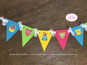Spring Easter Owls Party Banner Pennant Birthday Garland Pink Boy Girl Egg Hunt 1st 2nd 3rd 4th 5th 6th Boogie Bear Invitations Lottie Theme