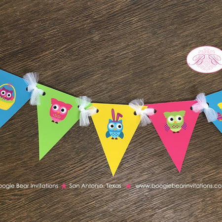 Spring Easter Owls Party Banner Pennant Birthday Garland Pink Boy Girl Egg Hunt 1st 2nd 3rd 4th 5th 6th Boogie Bear Invitations Lottie Theme