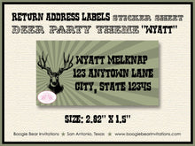 Load image into Gallery viewer, Deer Hunting Birthday Party Invitation Buck Elk Hunting Trip Bust Head Antlers Bullseye Boy Girl Boogie Bear Invitations Wyatt Theme Printed